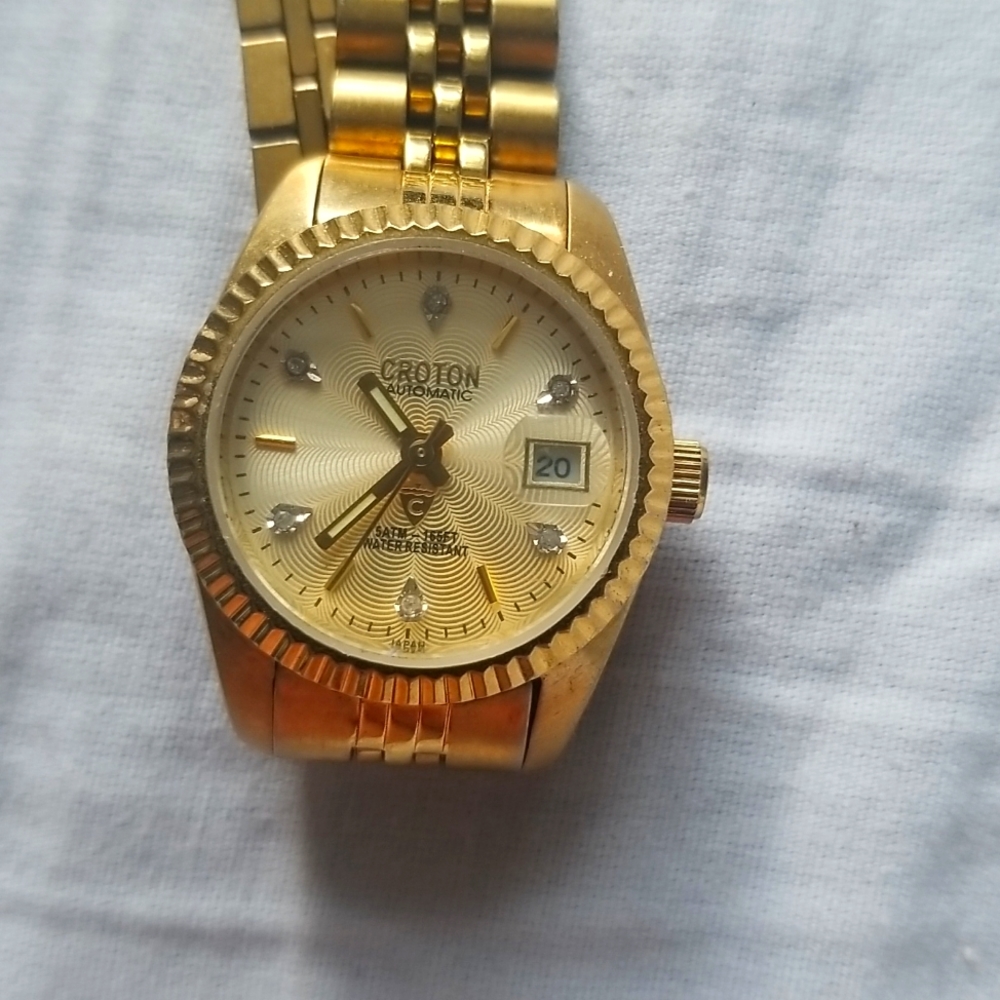 Croton Automatic Gold Plated Diamond Men's Watch